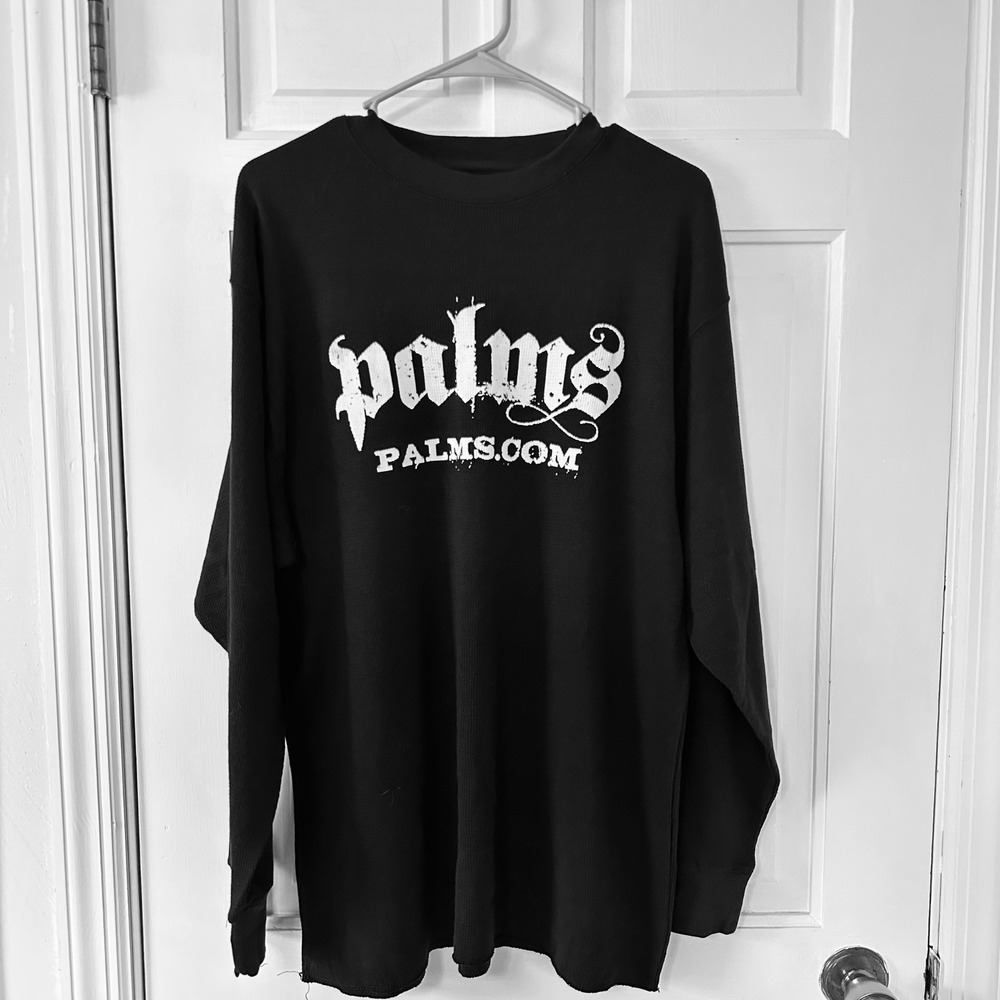 Palms.com‎ Long Sleeve Thermal Shirt Graphic Print Top Black XL